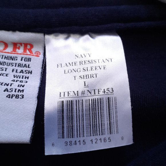 Rasco FR Men's Navy Long Sleeve Henley T-Shirt in Navy Blue Cat 2 Size L - Picture 4 of 13